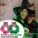 24 Sets Witch Party Favors Pink and Green Hair Scrunchies Hair Tie Crown & Witch Hat Movie Fan Gifts Accessories for Birthday Party Gifts Halloween Decorations