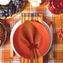 Whaline Fall Thanksgiving Napkin Rings Set of 20, 10 Pcs Wooden Maple Leaf Napkin Ring Holders with 10 Pcs Fall Cloth Napkins for Thanksgiving Table Decorations, Fall Banquet, Holiday Dinner Party