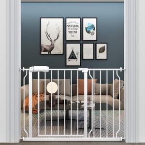 ALLAIBB Extra Wide Pressure Mount Baby Gate Auto Close White Metal Child Dog Pet Safety Gates with Walk Through for Stairs,Doorways,Kitchen and Living Room(43.31-48.03"/110-122cm)