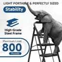 4 Step Ladder, Folding Step Stool with Wide Anti-Slip Pedal & Thick Rubber Feet, Handrail, Safe-Lock Design, Folding Portable Ladder for Multi-Purpose, 800lb, Black