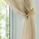 Gold Curtain Holdbacks 2 Pack, Metal Olive Leaf Curtain Tiebacks Wall Mounted, Curtain Holders for Wall, Curtain Pull Back Hooks, Decorative Curtain Side Hooks for Drapes and Curtains