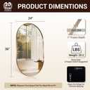 ANDY STAR 24"x36" Champagne Bronze Oval Bathroom Mirror for Wall,Pill-Shape