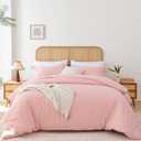 Whitney Home Textile Rose Pink Duvet Cover Set Queen Size - 3 Piece Luxury Soft Cooling Duvet Cover with Zipper Closure and Pillow Sham, Breathable Washed Brushed Microfiber, Comforter Not Included