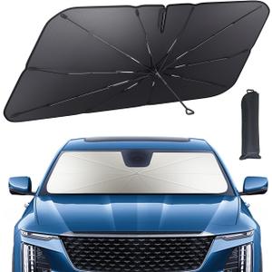 Lamicall Car Windshield Sunshade Umbrella  5-Layer UV Block, 10-Rib Fiberglass Frame for Heat Insulation, 57"x33" Front Window Interior Sun Protection, for Medium Sedan, SUV Windshield