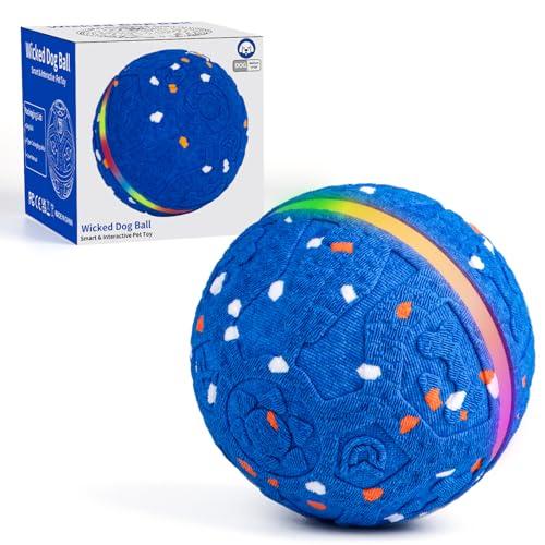 Interactive Dog Toys Dog Ball, Durable E-TPU Material,3 Play Modes with Colorful Lights, Automatic Moving, Bouncing and Rotating for Medium and Large Dogs Indoor & Outdoor (Blue)