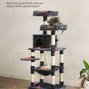 Feandrea Cat Tree, 56.3-Inch Cat Tower, Multi-Level Plush Condo with 11 Scratching Posts, 2 Perches, Hammock, Cave, Smoky Gray UPCT15GYZ