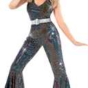 Morph Disco Costume Women - 70s Retro Jumpsuit Costume For Parties & Halloween - 70s Disco Outfits For Women (Small)