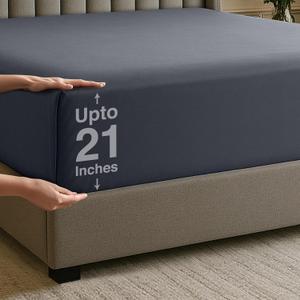 Utopia Bedding Full Deep Pocket Fitted Sheet  Extra Deep Pocket  Fits up to 21 Inch Mattress  Hotel Luxury  Soft, Breathable and Comfy  Shrinkage and Fade Resistant  Easy Care  (Grey)