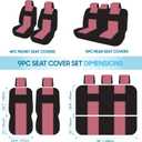 BDK PolyPro Car Seat Covers Full Set in Pink on Black, Front and Rear Split Bench Seat Covers for Cars, Easy to Install Car Seats Cover Set and Accessories for Auto Trucks Van SUV - Pink