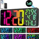 11 RGB Color Changes Large Digital Wall Clock/Bluetooth Auto Time Sync, Remote-Controlled Digital Wall Clock Large Display with Alarm/Timer Function, DST, Indoor Temperature/Humidity Display (18 Inch)