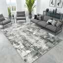 Merelax Washable Area Rugs 9'x12' Grey Abstract Rug for Living Room Bedroom Entryway Nursery, Dining Room and Farmhouse Rug, Non-Slip Modern Indoor Low Pile Soft Floor Carpet, Gray Print Pattern