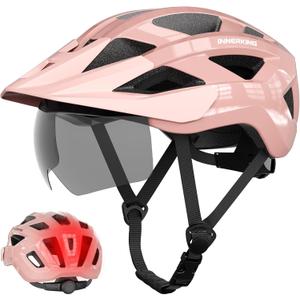 InnerKing Adult Bike Helmet Rear Light & OTG Magnetic Goggles for Men Women | Lightweight Mountain Bicycle Helmets,Rechargeable Rear Light,Detachable Goggles, Road Cycling with Removable OTG Visor, M