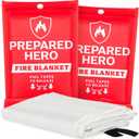 Prepared Hero Emergency Fire Blanket - 2 Pack - Fire Suppression for Kitchen, 40 x 40 Fiberglass Fire Blanket for Home