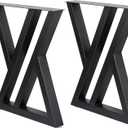 Table Legs Metal 2 PCS, Black Steel Table Legs 28" H x 24" W, Heavy Duty and Stable for DIY Tables, Desks, and Bench