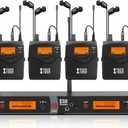 XTUGA RW2080 Wireless in Ear Monitor System, Mono Wireless IEM System with 4 Receivers, UHF 2 * 40 Frequencies, 300Ft Stable Transmission for Musicians, Band, Studio & Stage Monitoring (572-599Mhz)
