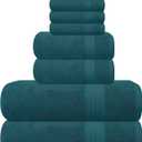 GLAMBURG Ultra Soft 8-Piece Towel Set - 100% Pure Ringspun Cotton, Contains 2 Oversized Bath Towels 27x54, 2 Hand Towels 16x28, 4 Wash Cloths 13x13 - Ideal for Everyday use, Hotel & Spa - Teal