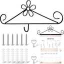 Calendar Hanger for Wall 13.8 Inch Metal Wire Scroll Black Calendar Frame with Six Expansion Screws and Transparent Adhesive Hooks Frame for Classroom Home Office Wall(Flower)