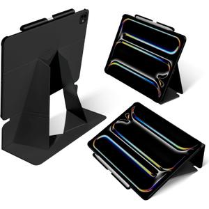 MOFT Folio Case for iPad Pro 13-inch (M4) 2024 - Silm Stand Protective Case with Detachable Pencil Holder, Multi-Angle Viewing, MOVAS Leather Cover, Auto Sleep/Wake, Jet Black