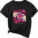 RoseSeek Girl's Floral Letter Graphic Short Sleeve T Shirt Crewneck Y2K Tee Country Concert Outfit Black 15Y