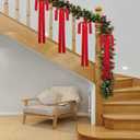 10pcs Red Large Velvet Christmas Bows for Xmas Tree Wreath, Garland, Swag, Staircase,Wedding Indoor Outdoor Home Decor (15 * 24 inch,Width of 1inch)