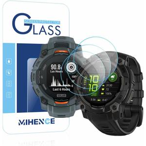 Screen Protector | Compatible for Garmin Instinct 3 45mm AMOLED/Solar Smartwatch | 9H Tempered Glass (3 PCS)