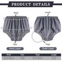 5 Pcs Adult Leakproof Underwear for Incontinence Washable Reusable Waterproof Pants Diaper Pull-On Cover Cloth Use Women Men(Large,Gray)
