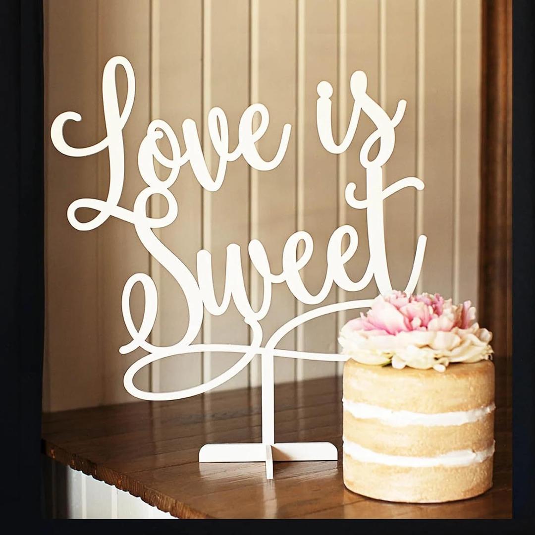 Love Is Sweet Table Sign,Wooden Dessert Table Decor,Wedding Party Sign for Wedding Bridal Shower Engagement Bachelorette Party Decor