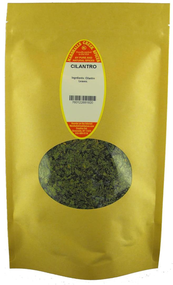 Marshalls Creek Spices CILANTRO 4 ounce XL ECO Friendly Kraft Stand-up Pouch. Premium Quailty EXP: 12/2027