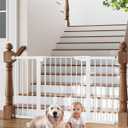 Cumbor 29.7-54.2" Wide Baby Gate for Stairs, Mom's Choice Awards Winner-Self Closing Dog Gate Indoor for Doorways, No Drilling Pressure Mounted Pet Gates for Kids, Easy Walk Through Safety Gate, White