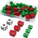 46 Pieces Game Replacement Pieces Games Hotels Houses and Dice, Game Set of Plastic (16mm)