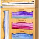 6-in-1 Magnetic Bamboo Drawer Organizer for Kitchen or Fridge, Adjustable Compartment Storage with Foil and Plastic Wrap Dispenser and Cutter  Fits Gallon, Quart, Sandwich, Snack Bags