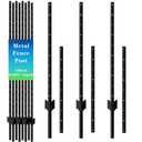 10 Pack Metal Fence Post, 6FT Heavy Duty U-Post for Wire Fence, No Dig T Posts Garden Fencing Stakes for Temporary Fencing, Electric Fence Wire, Corner Anchor