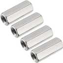 uxcell M5 x 0.8-Pitch 20mm Length 304 Stainless Steel Metric Hex Coupling Nuts, 4 Pcs