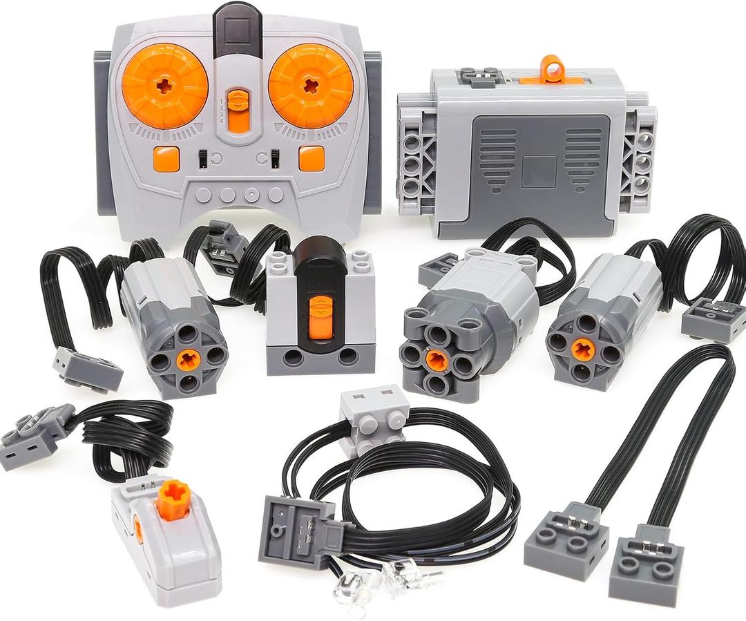 9pcs Motor kit,Compatible with Toy Building Block, Including Remote Control and Receiver, Switch, Extension Cord, M/L Motor etc.