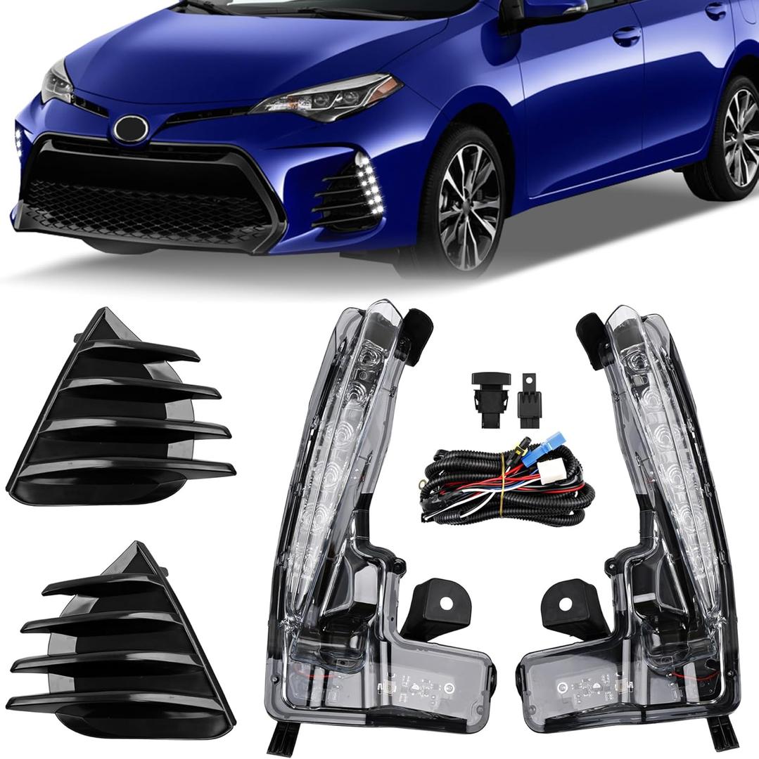 Fog Lights - LED Front Fog Lamps Assembly Compatible with Toyota Corolla SE XSE 2017 2018 2019 - LED Fog Lamp Kit Replacement for 8144002030, 8143002030, TO2562103, and TO2563103