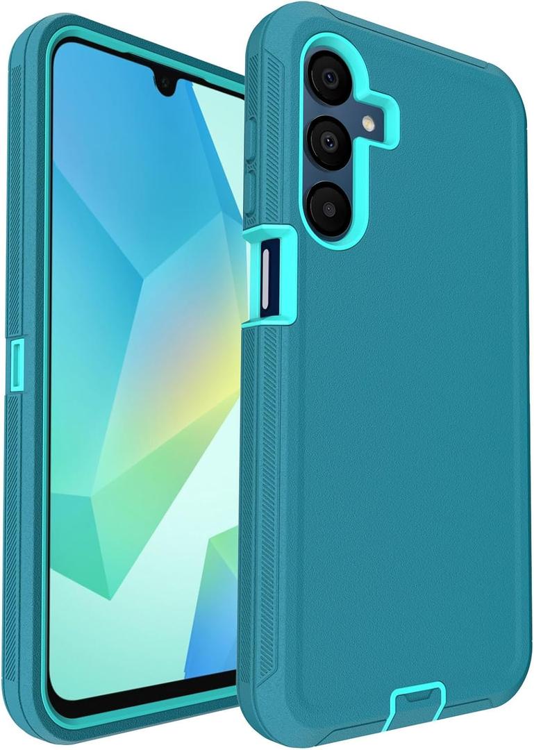 for Samsung Galaxy A16 5G Phone Case, 3-Layer 16ft Drop Protection, with Dustproof Port Cover, Full-Body Shockproof Heavy Duty Protective Phone Case, Teal