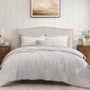 Queen Comforter Set - 7 Pieces Beige Gauze Muslin Bedding Sets for All Seasons, Lightweight Breathable Bed in a Bag Queen with Revesible Farmhouse Comforter, Sheets, Pillowcases & Shams