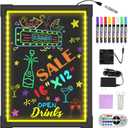 Hosim LED Message Writing Board 35"x27" Illuminated Erasable Neon Effect Restaurant Menu Sign with 8 colors Markers, 7 Colors Flashing Mode DIY Message Chalkboard for Kitchen Wedding Promotions