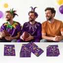 100 Pcs Mardi Gras Napkins, Touchdown LX Football Party Napkins, Purple Gold Mask Beads Table Decor for Game Day, Fat Tuesday Celebration Supplies