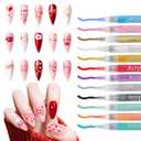 12 Color Nail Art Pens, 0.7 MM Nail Art Markers Nail Polish Pens Set Drawing Nail Paint Pens, Waterproof and Quick-drying Nail for DIY Design Manicure Design Tools