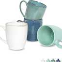 Bosmarlin Ceramic Coffee Mug Set of 4, 17 Oz, Coffee Cups with Big Handle, Microwave Safe, Unique Reactive Glaze (Multicolor, 17 Oz)