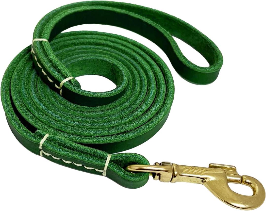 LWBMG Leather Dog Leash for Small Dogs 6ft, Heavy Duty Pet Lead, Soft Genuine Leather Leash for Small Medium Dogs1/2" X 6', Green