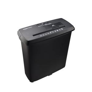 Amazon Basics Paper, CD, and Credit Card Shredder, with Spacious 3.4-Gallon Bin, 8-Sheet Strip Cut, Black
