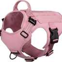 ICEFANG Tactical Dog Harness, Medium Size, 2X Metal Buckle, Working Dog MOLLE Vest with Handle, No Pulling Front Leash Clip, Hook and Loop Panel (Pink, M (Pack of 1))
