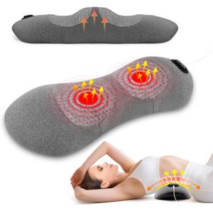 3-in-1 Electric Lumbar Support Pillow with Heat & Massage, Ergonomic Memory Foam Lower Back Massager for Pain Relief Deep Tissue, Smart Air Lift Technology, Ideal for Car/Bed/Sleeping/Office Chair