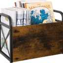 YINMIT Magazine Holder, Magazine Rack Floor, Magazine Storage Basket, Folder Organizer Bin for Books, Newspapers, Tablets (Medium, Brown)