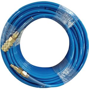 21-314 Polyurethane Non-Transparent Air Hose 1/4in. x 100ft with Fittings, Extremely Light Weight, Blue