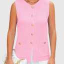 PRETTYGARDEN Women's 2026 Spring Sweater Vest Sleeveless Button Down Knit Cardigan Tank Tops Summer Business Casual Outfits (Pink, M)