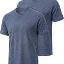 Merino Wool T-Shirt for Men 2 Pack, Lightweight Wool Short Sleeve Slim Fit Base Laye, Breathable Soft Undershirt (Blue, L)