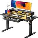 GTPLAYER Electric Standing Desk with Drawers, 48 x 24 Inch Height Adjustable Gaming Desk with Monitor Stand, Power Outlets & LED Lights, Home Office Sit Stand Up Desk with Memory Preset (Black)